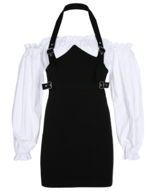 Women metal neck strap dress