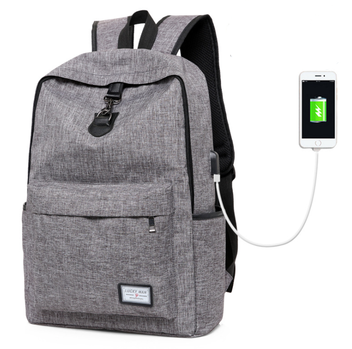 Backpack Grey Anti Theft Bag with phone charger