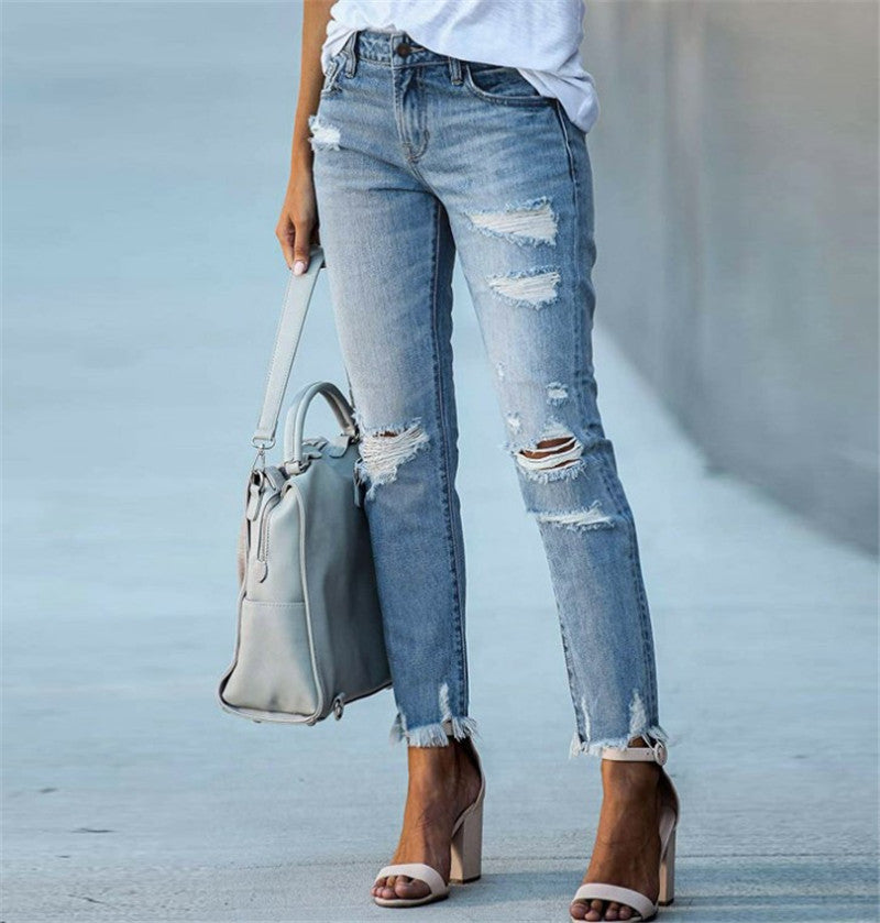 Women's Ripped Jeans Trousers