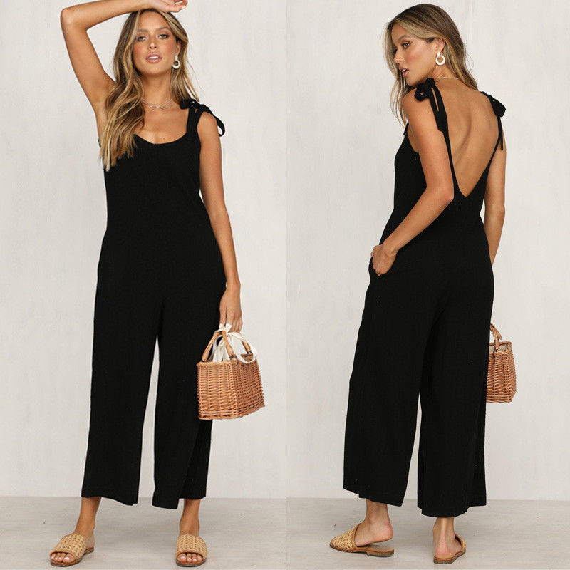 Linen cotton new women's casual jumpsuit