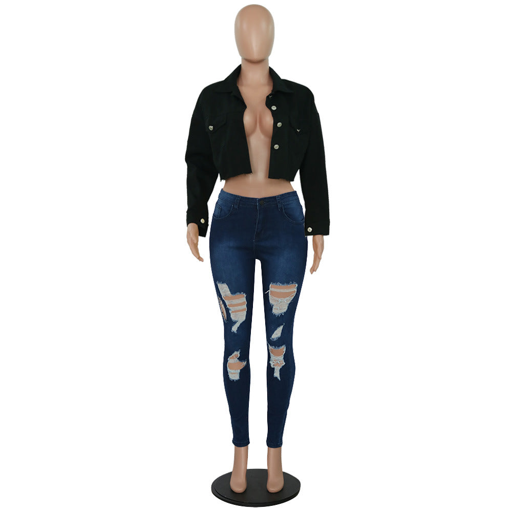 Denim Casual Ladies Cropped Jackets