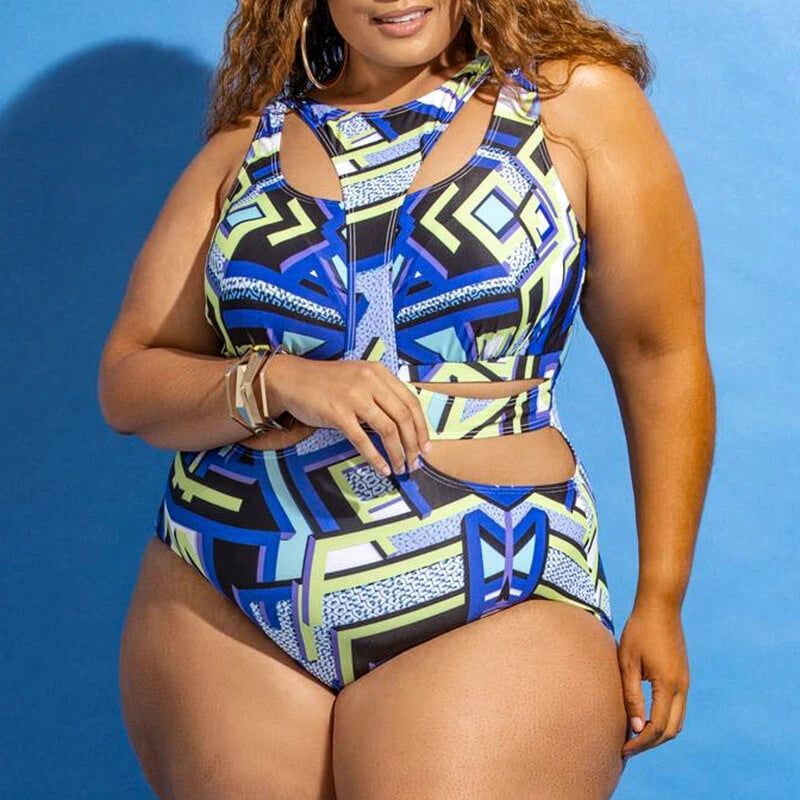 Ethnic Print Plus Size Swimsuit