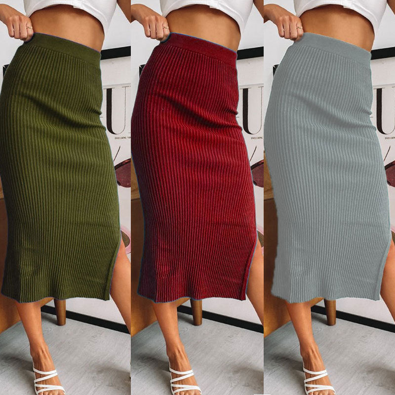 Women High Waist Slit Skirt