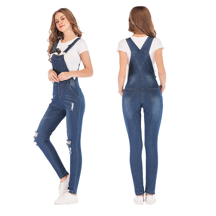 Women's plus size slim solid color denim