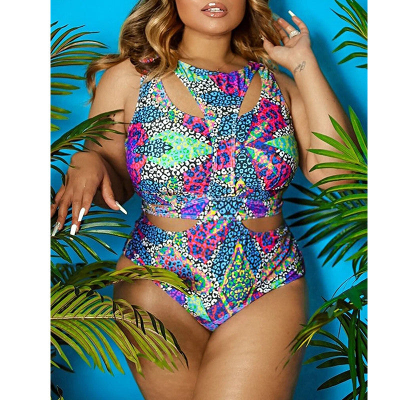 Ethnic Print Plus Size Swimsuit