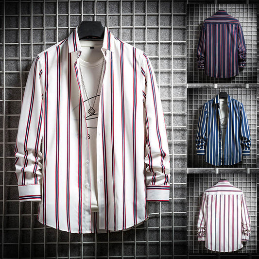 Men's Slim Long-sleeved striped Shirt