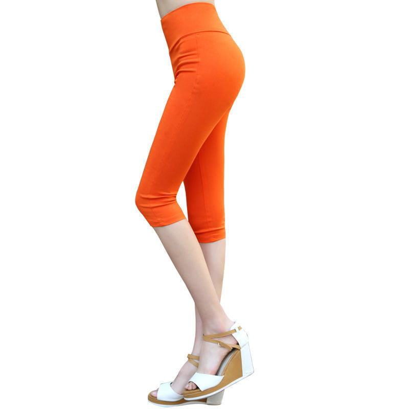 Plus Size Candy Color Slim-leg Capri Pants