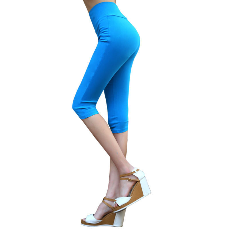 Plus Size Candy Color Slim-leg Capri Pants