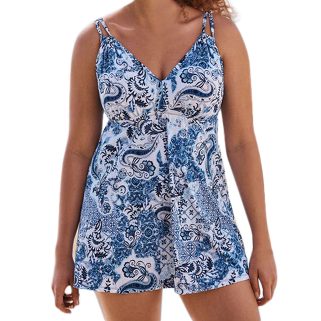 New Plus Size Dress Printed Swimsuit