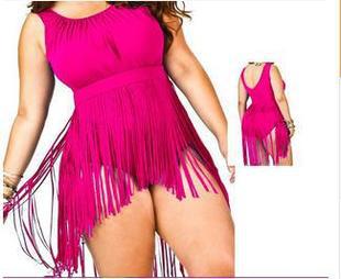 Triangle Plus Size XL-6XL Underwire Tassels Slimming Swimwear