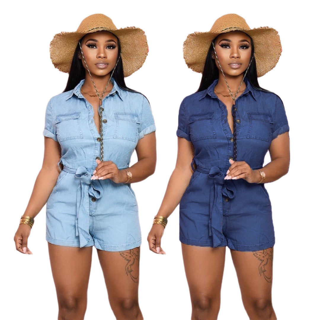 Fashionable Denim Women's Fitted Jumpsuit