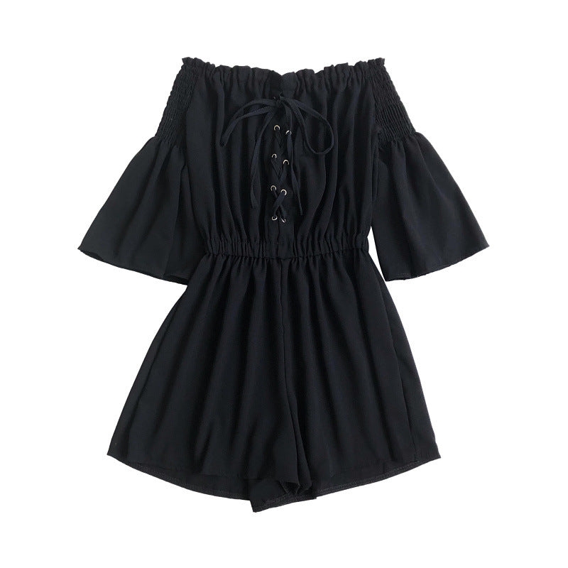 Off-the-shoulder Flared-sleeve Playsuit/romper