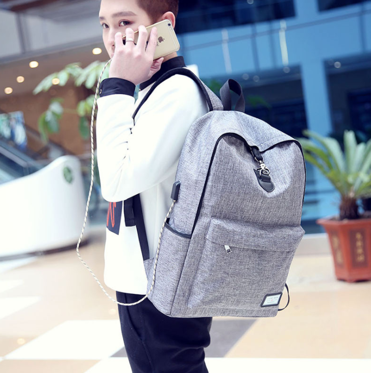 Backpack Grey Anti Theft Bag with phone charger