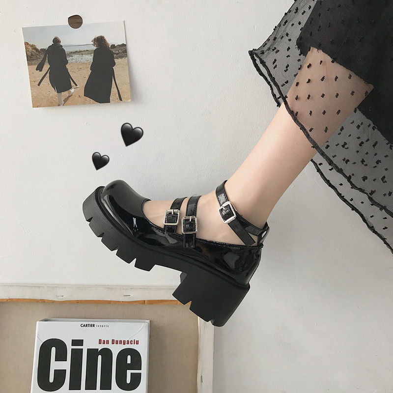 Women's Retro Japanese Hepburn Mary Jane Shoes