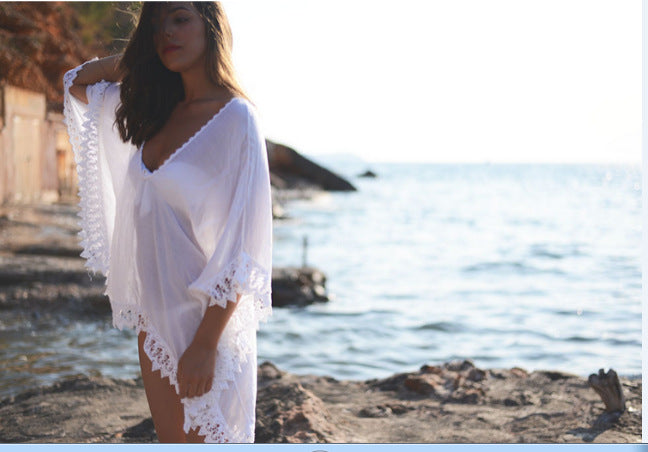 Lace Hollow Crochet Swimwear Beach Dress cover-up