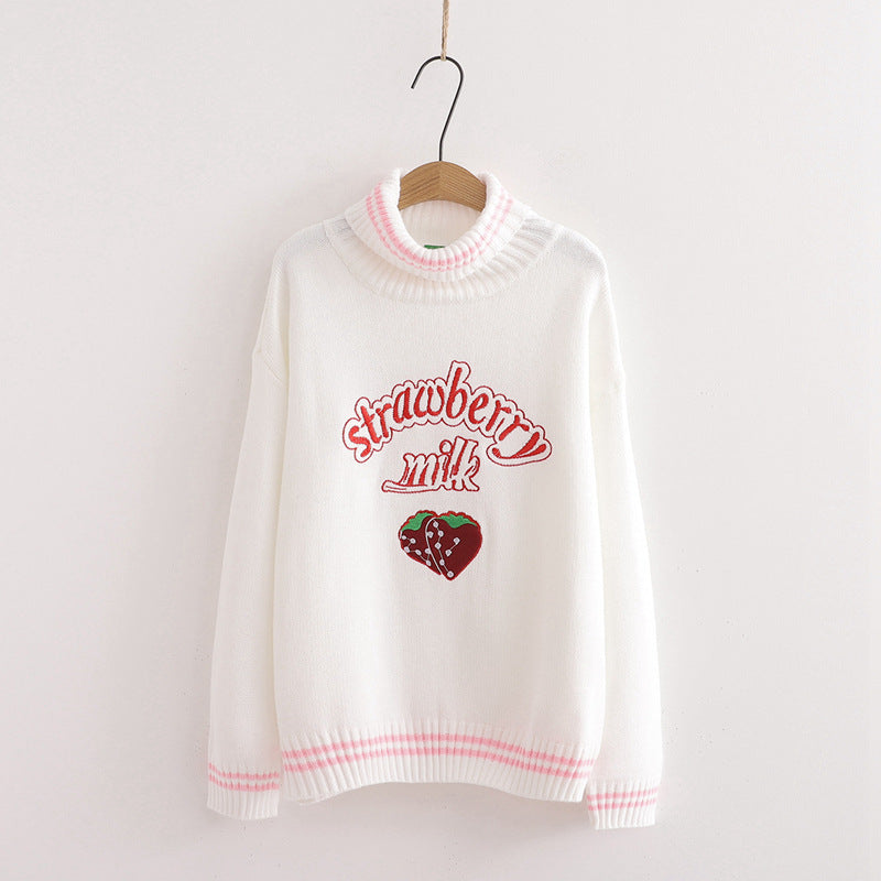 Strawberry turtleneck sweaters