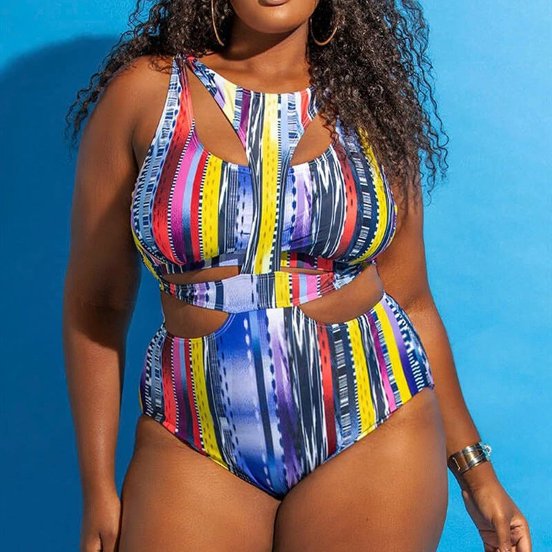 Ethnic Print Plus Size Swimsuit