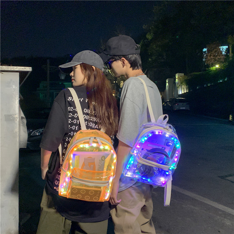 Transparent Light-up Plastic Backpack for school