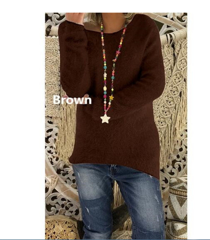 Solid Color Autumn And Winter Women's Long-sleeved Loose Sweater