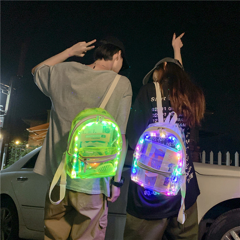 Transparent Light-up Plastic Backpack for school