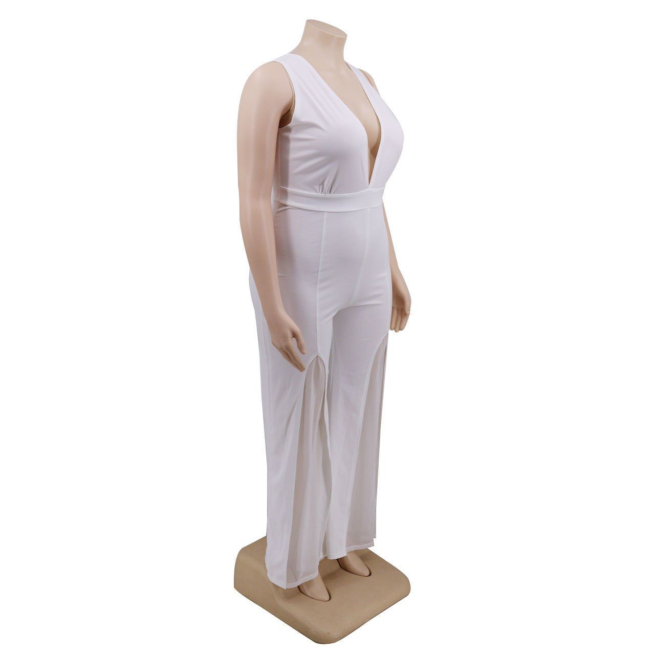 Plus Size Jumpsuit with Shear Cut-out Legs