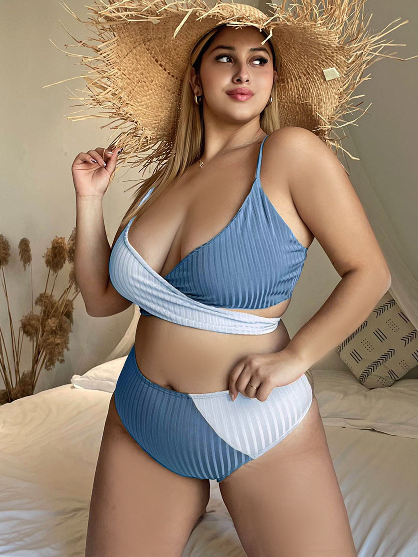 Ladies Plus Size Colorblock Bikini