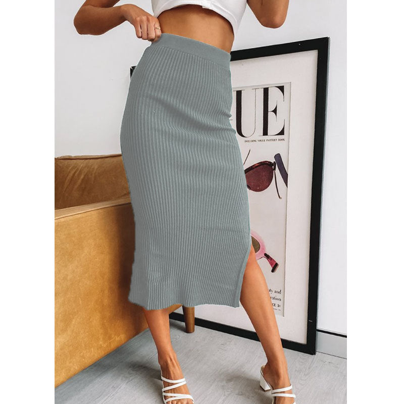 Women High Waist Slit Skirt