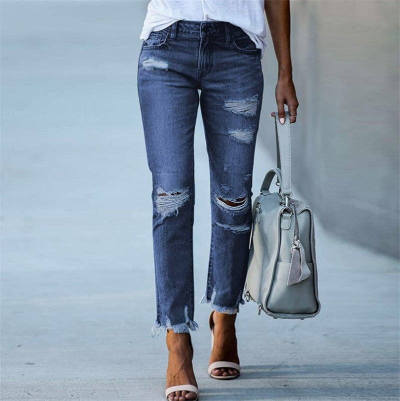 Women's Ripped Jeans Trousers