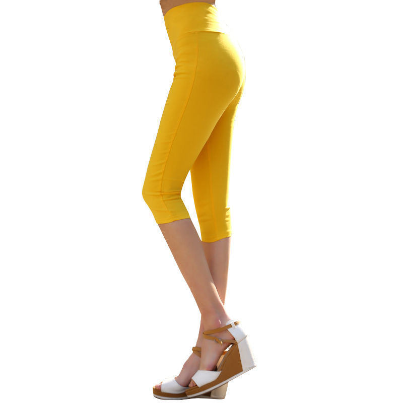 Plus Size Candy Color Slim-leg Capri Pants