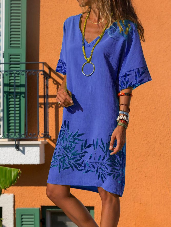 Bright Colored Casual V-Neck Dress Plus Sizes available