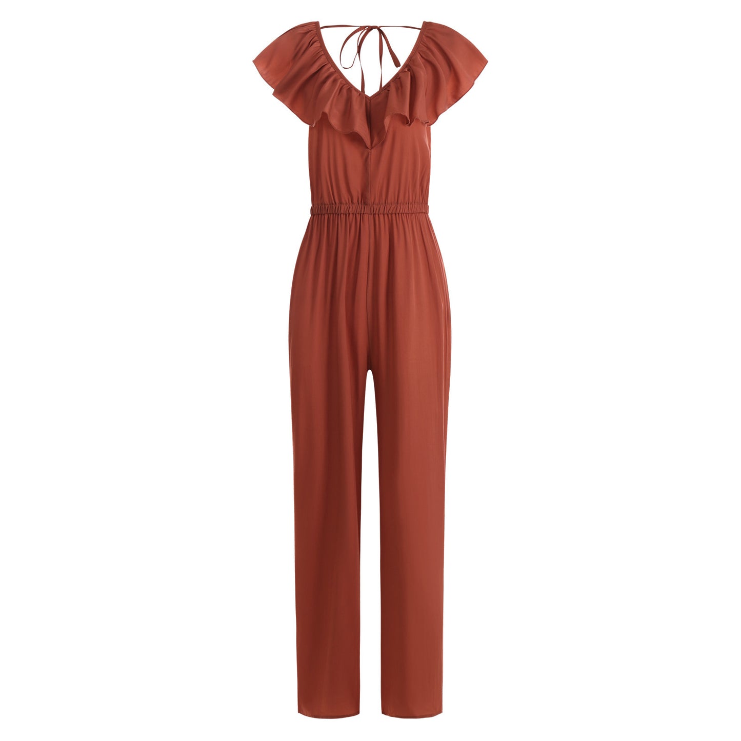 Women's Solid Color Open Back Jumpsuit