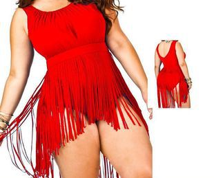 Triangle Plus Size XL-6XL Underwire Tassels Slimming Swimwear